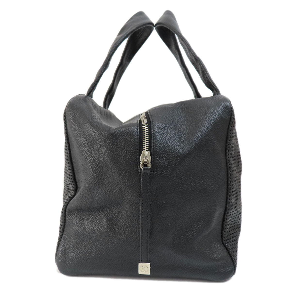 Chanel Coco Mark Hardware Handbag Calf Black Silver