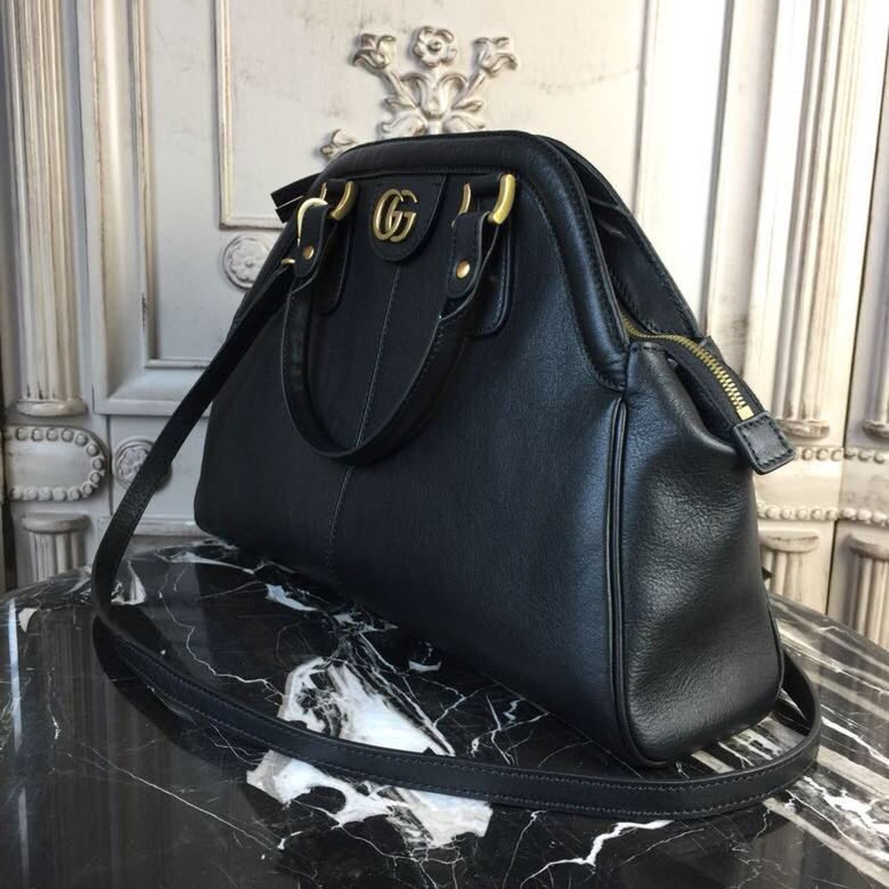 gg Re Belle 15.75in 40cm Black Large Top Handle Handbag