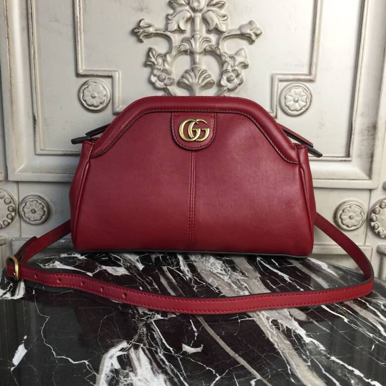 gg RE BELLE 10.7in 27cm Red Medium Top Handle Handbag