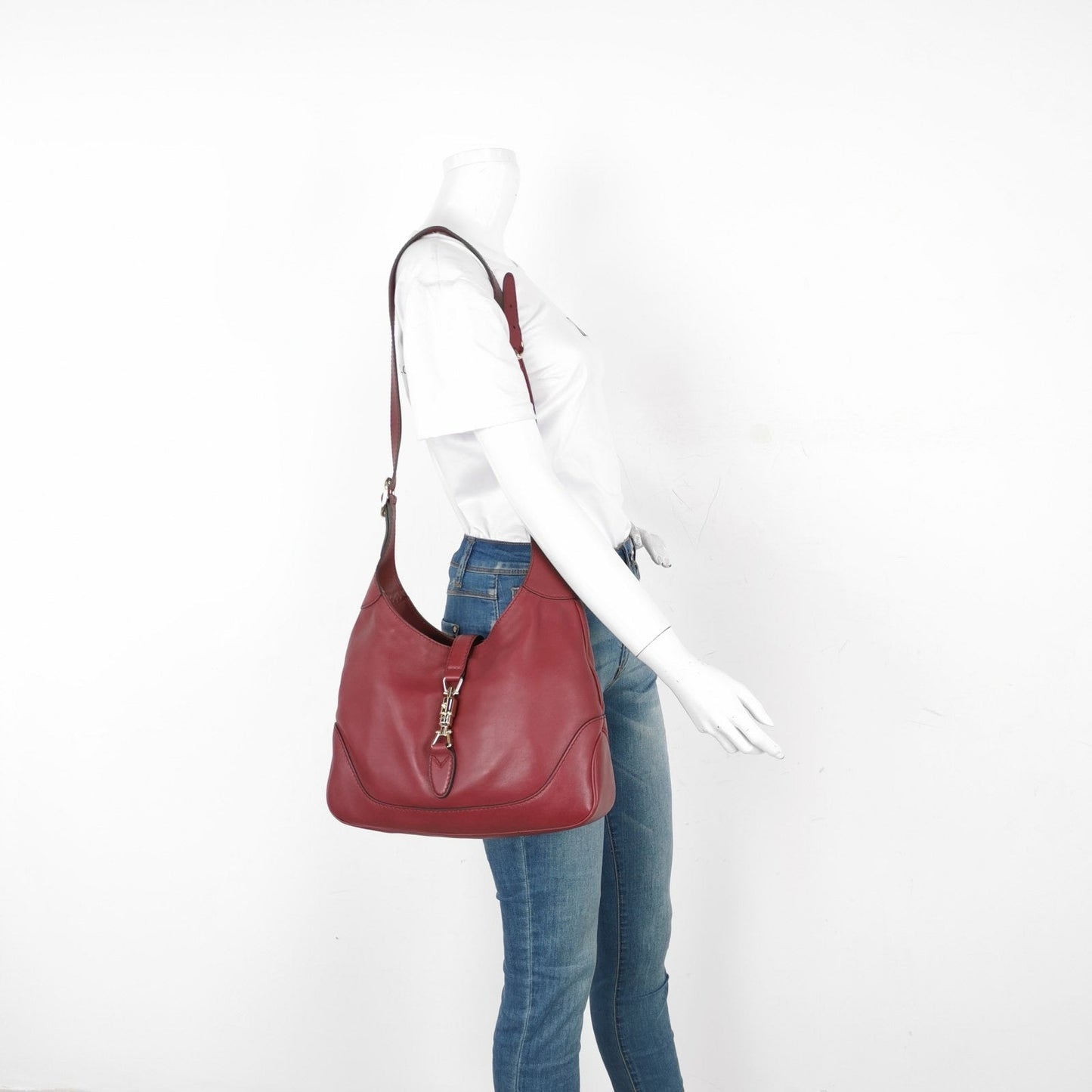 Gucci Jackie Soft Burgundy Leather Red Medium Travel Bag