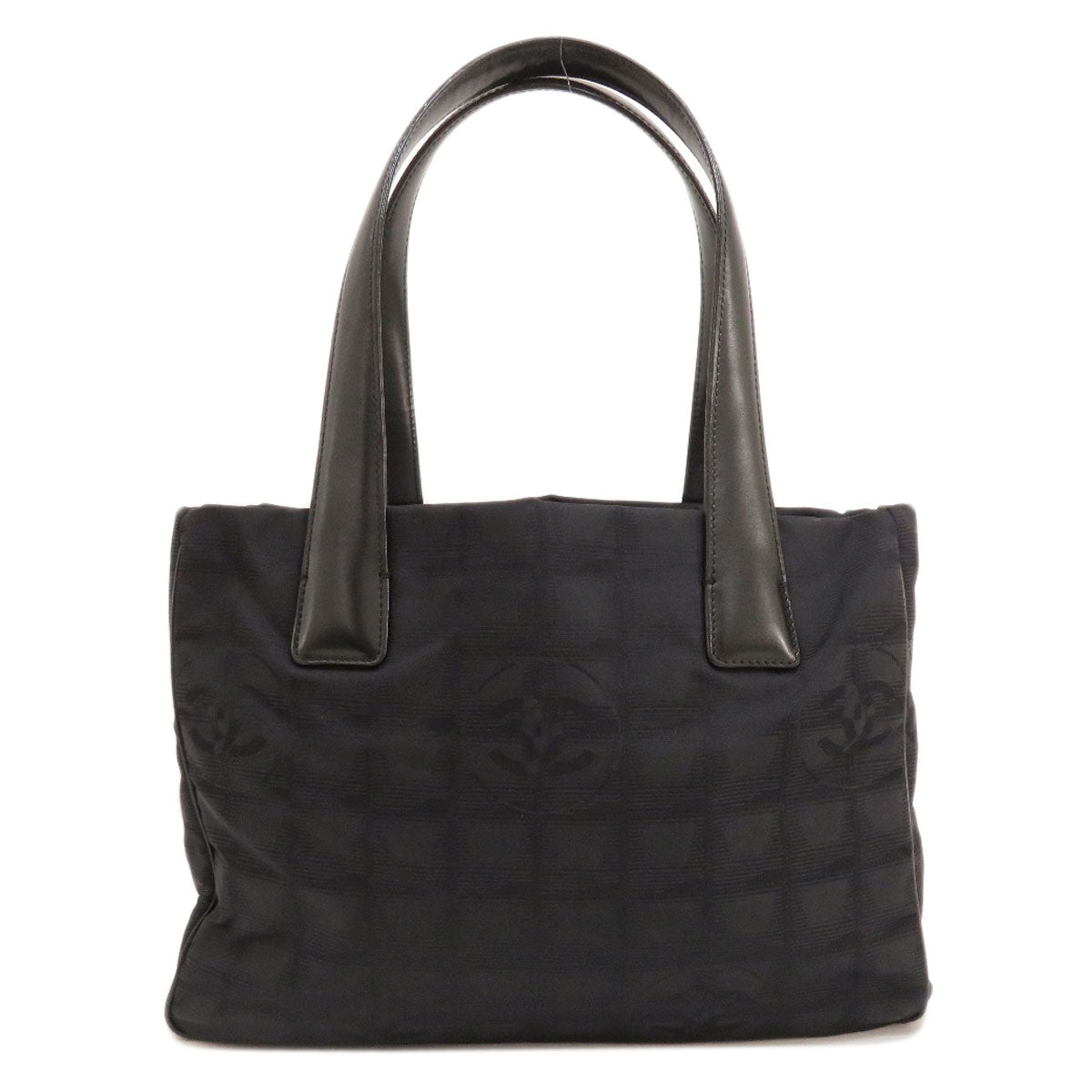 Chanel New Travel Line PM Tote Bag Jacquard Nylon Black