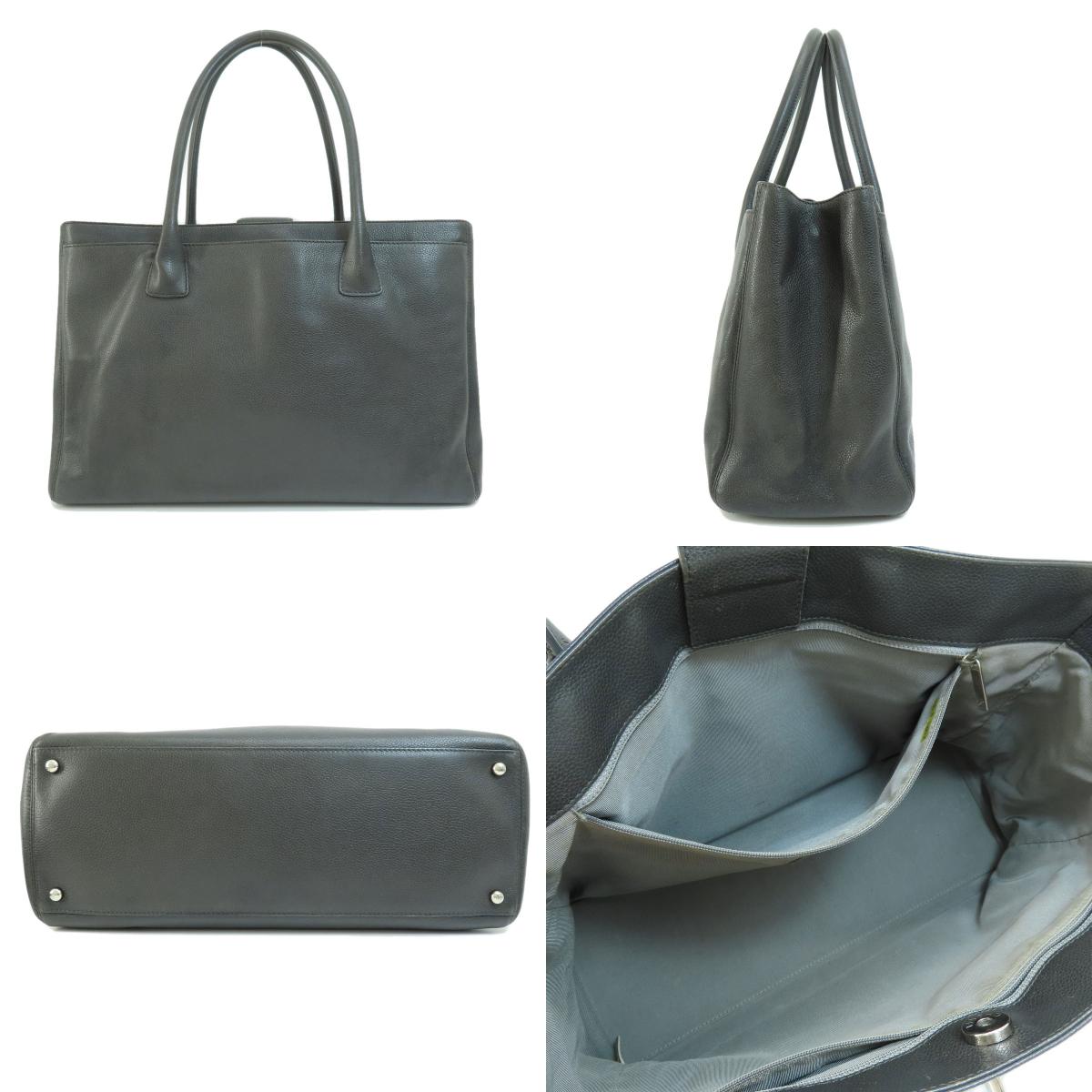 Chanel Cocomark 2way Tote Bag Caviar Skin Gray
