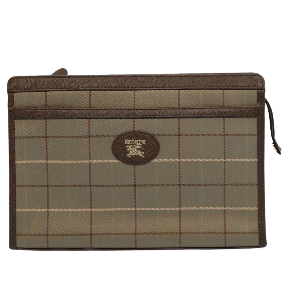 Burberry Luxury ss Nova Check Clutch Bag Auth Canvas Nylon Green