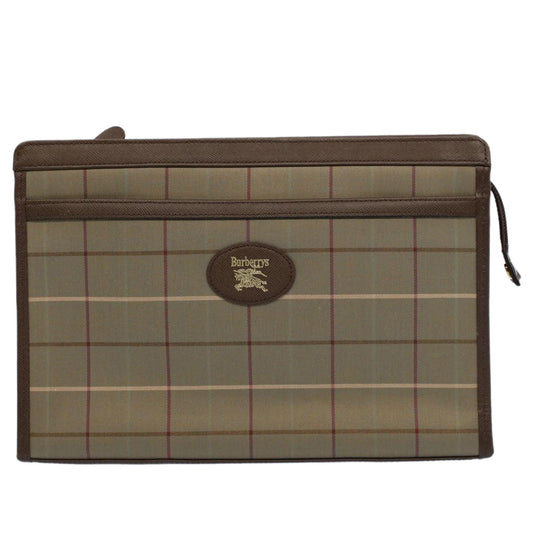 Burberry Luxury ss Nova Check Clutch Bag Auth Canvas Nylon Green