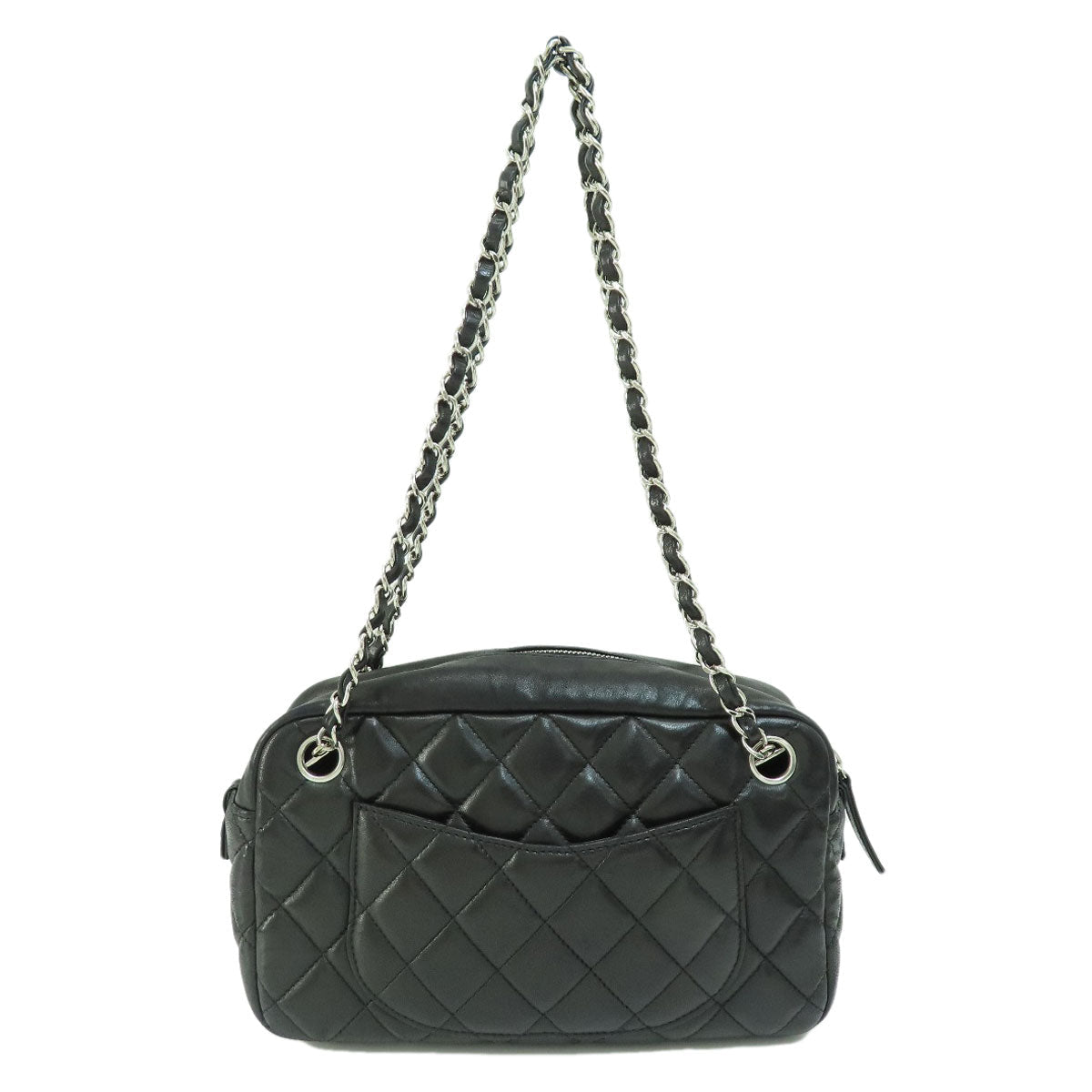 Chanel Coco Mark Hardware Handbag Lambskin Matelasse Silver