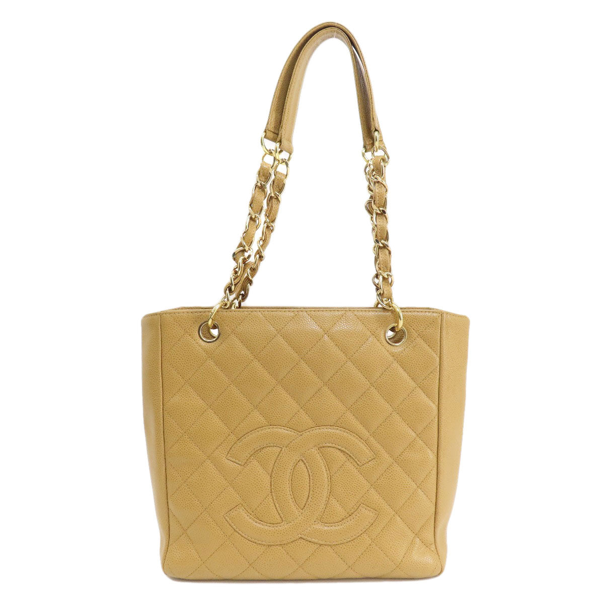 Chanel Grained Calfskin Skin Matelasse Gold Beige Tote Bag