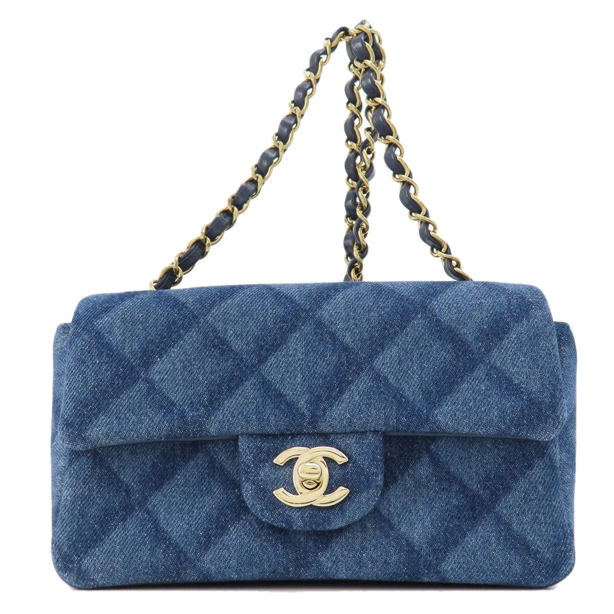 Chanel denim ChainShoulder COCO Mark Blue Gold Shoulder Bag