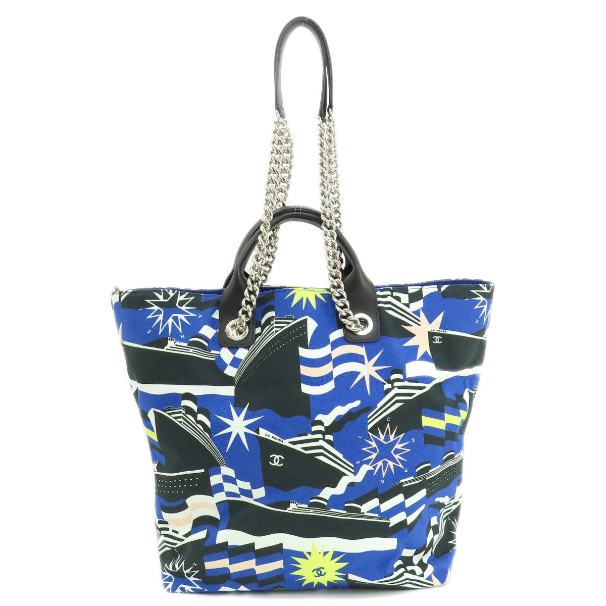 Chanel Cruise Collection Marine SilverMetal Blue Canvas Tote Bag