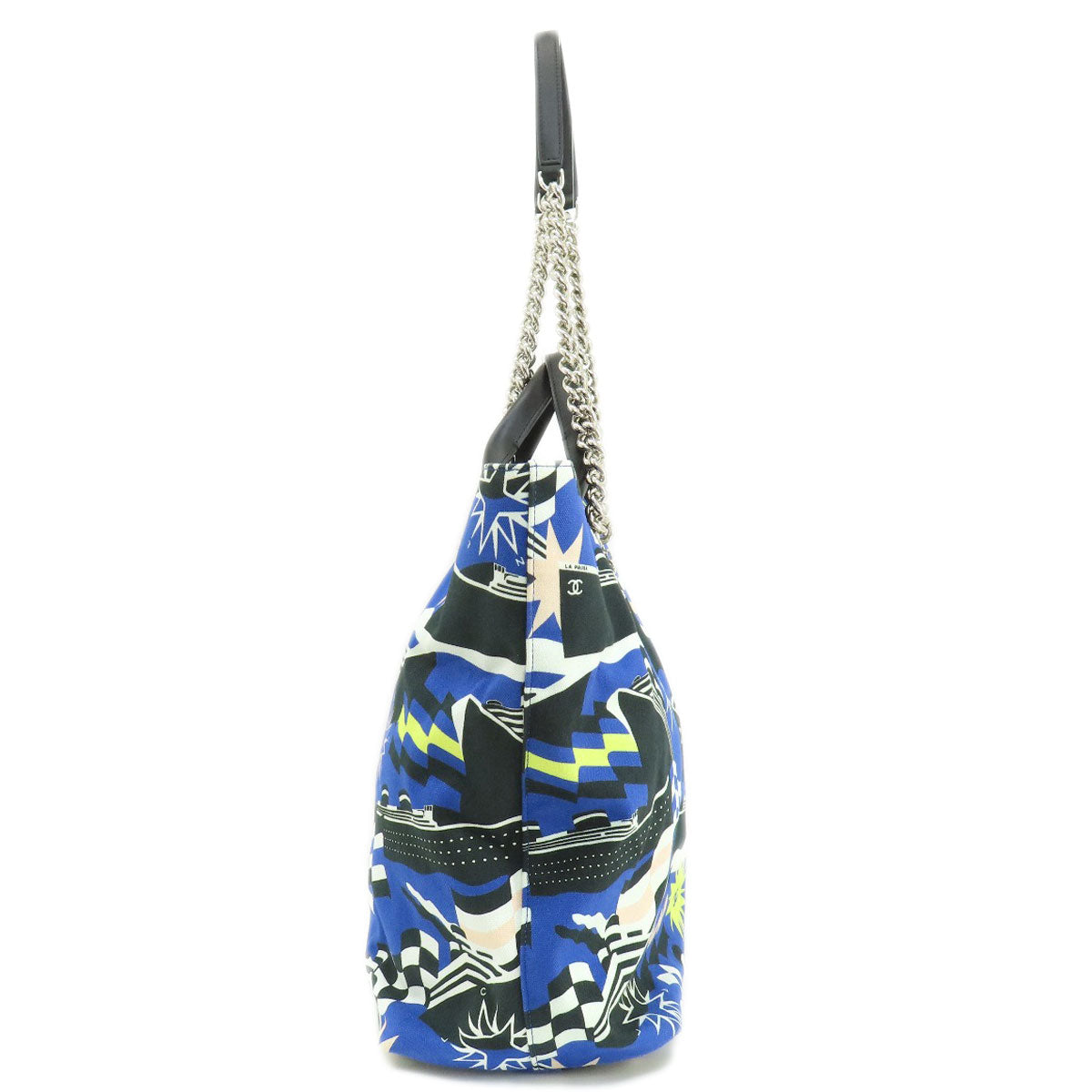 Chanel Cruise Collection Marine SilverMetal Blue Canvas Tote Bag