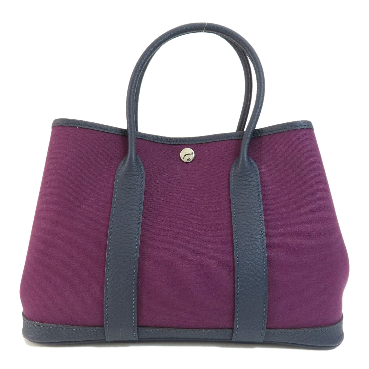 Hermes Handbag Garden Party Tpm Silvermetal Women Canvas Purple Travel Bag