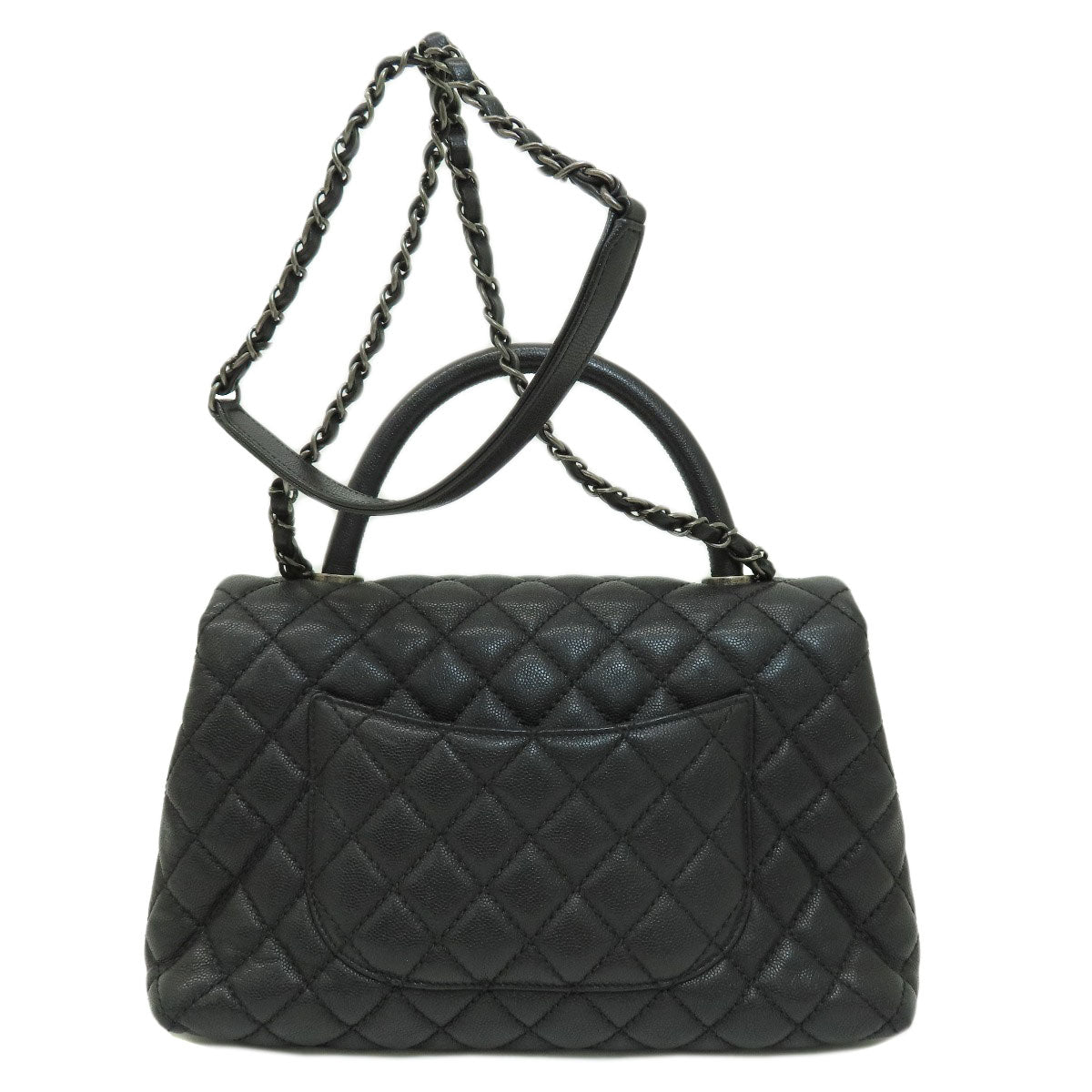 Chanel Grained Calfskin Skin Matrasse 2WAY Black Handbag