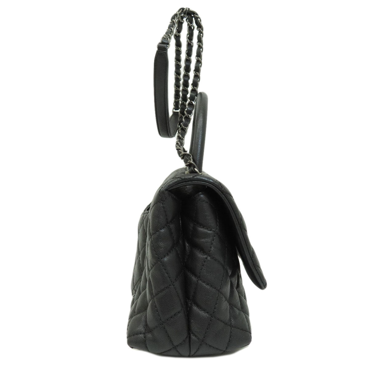 Chanel Grained Calfskin Skin Matrasse 2WAY Black Handbag