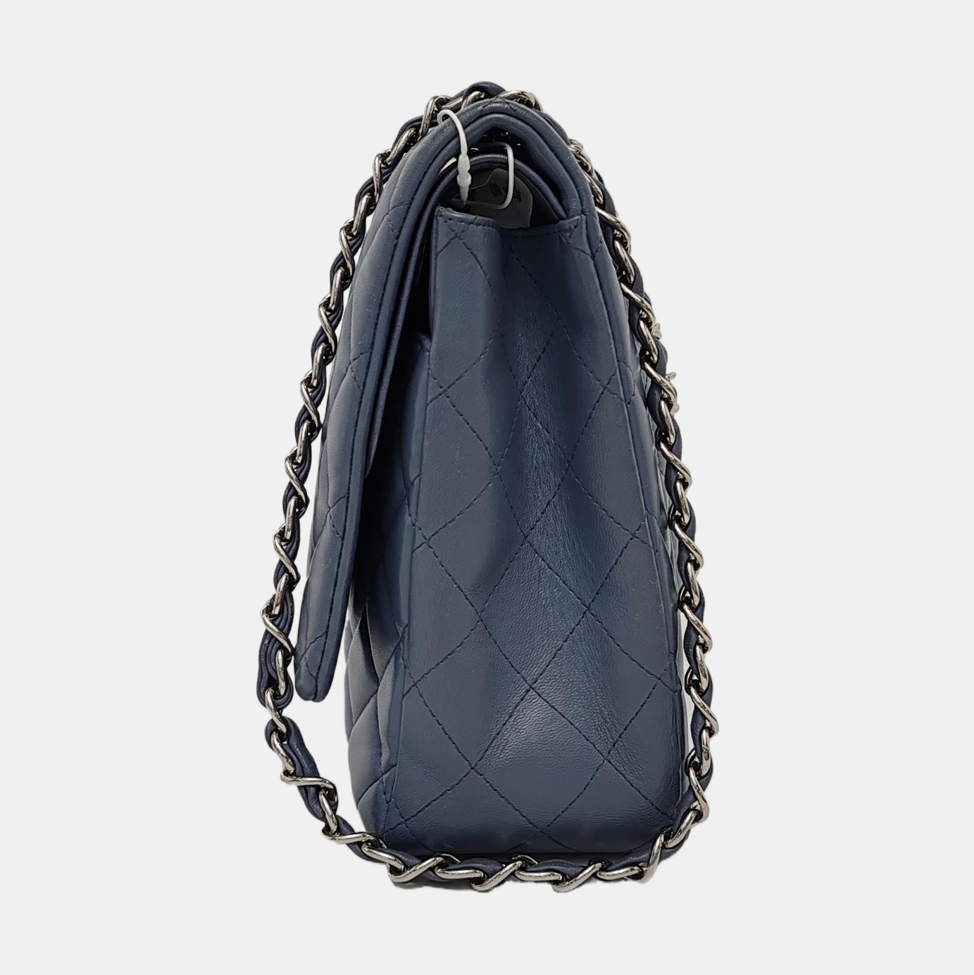 Chanel Classic Flap Maxi Misty Lambskin Double Blue Silver Leather Handbag