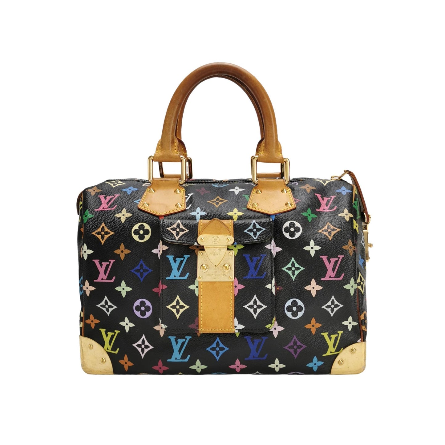 Louis Vuitton x Takashi Murakami Speedy 30 Black Multicolor Handbag