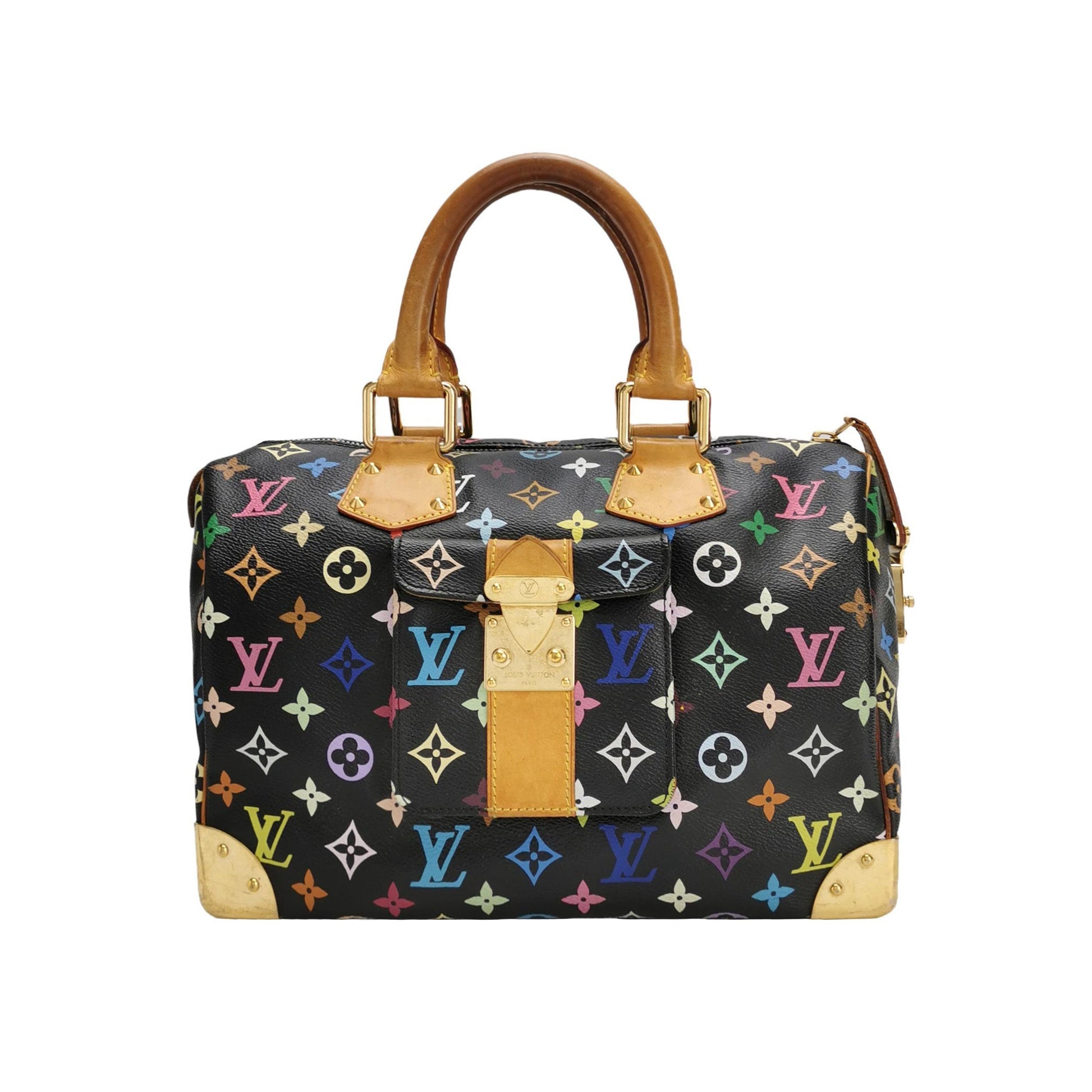 Louis Vuitton x Takashi Murakami Speedy 30 Black Multicolor Handbag