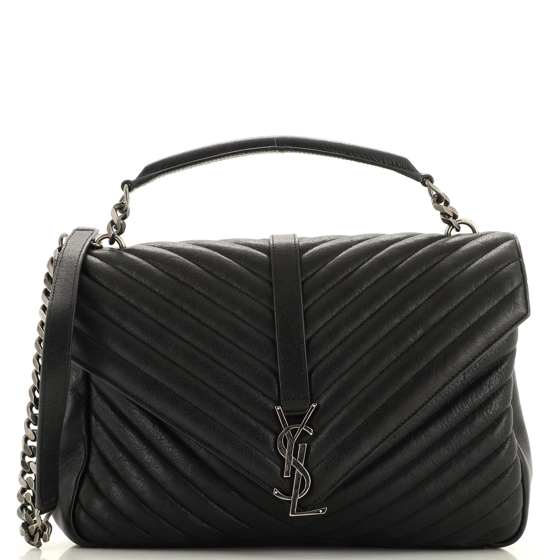 YSL Saint Laurent Trending Classic College Bag Chevron Large Leather Matelasse Travel Bag