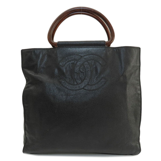 Chanel Grained Calfskin Skin COCO Mark Black Tote Bag