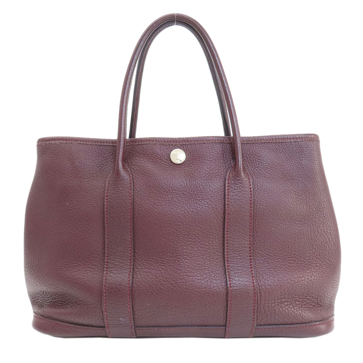 Hermes Handbag Taurillon Clemence Garden Party Tpm Bordeaux Silvermetal Red Travel Bag