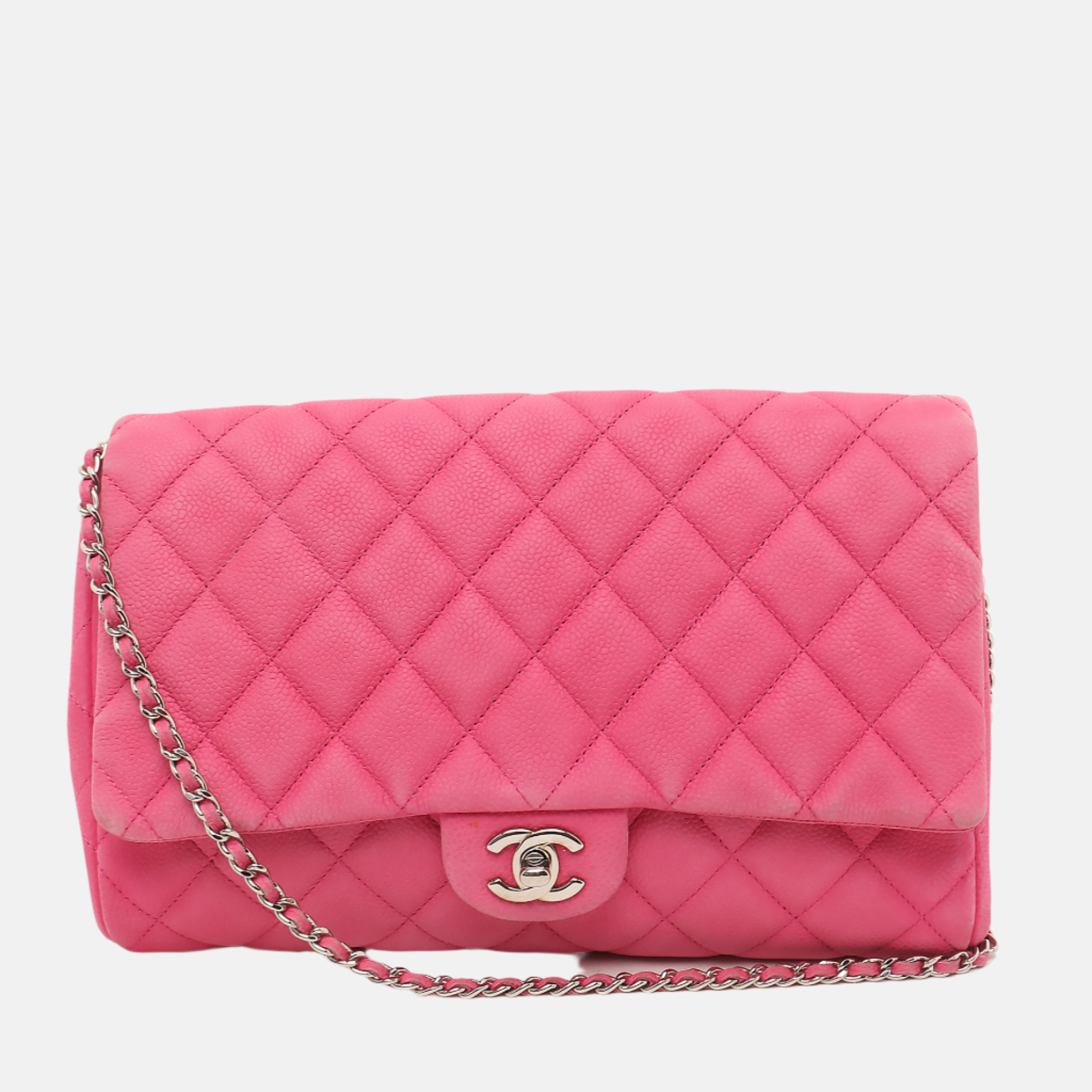 Chanel Envelope Chains Caviar Pink Leather Clutch Bag