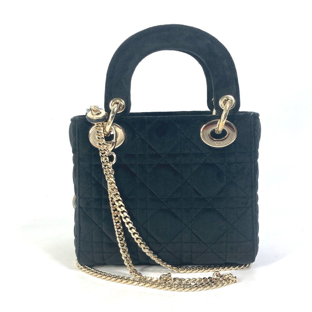 Dior Handbag Velor Lady Chain Lady Cannage Women Leather Black Travel Bag