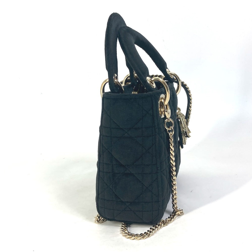 Dior Handbag Velor Lady Chain Lady Cannage Women Leather Black Travel Bag