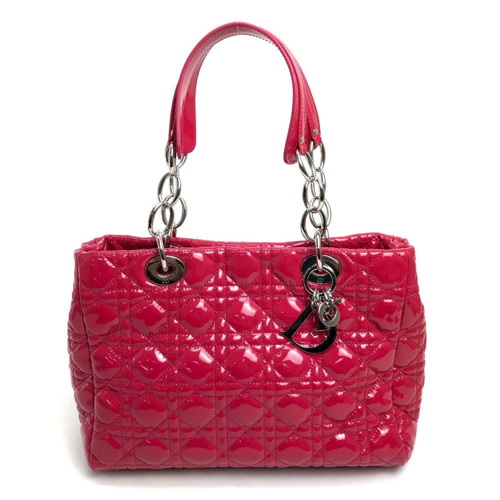 Dior Handbag Patent Type Cannage Soft Enamel Lady Leather Pink Travel Bag