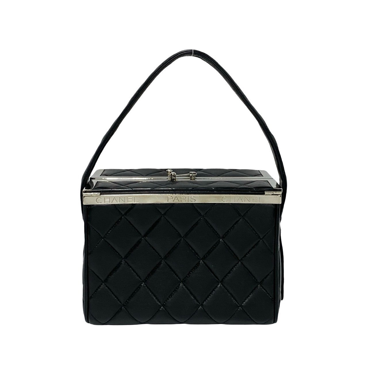 Chanel Vanity Matrasse Kannon Vanity Black Leather Handbag
