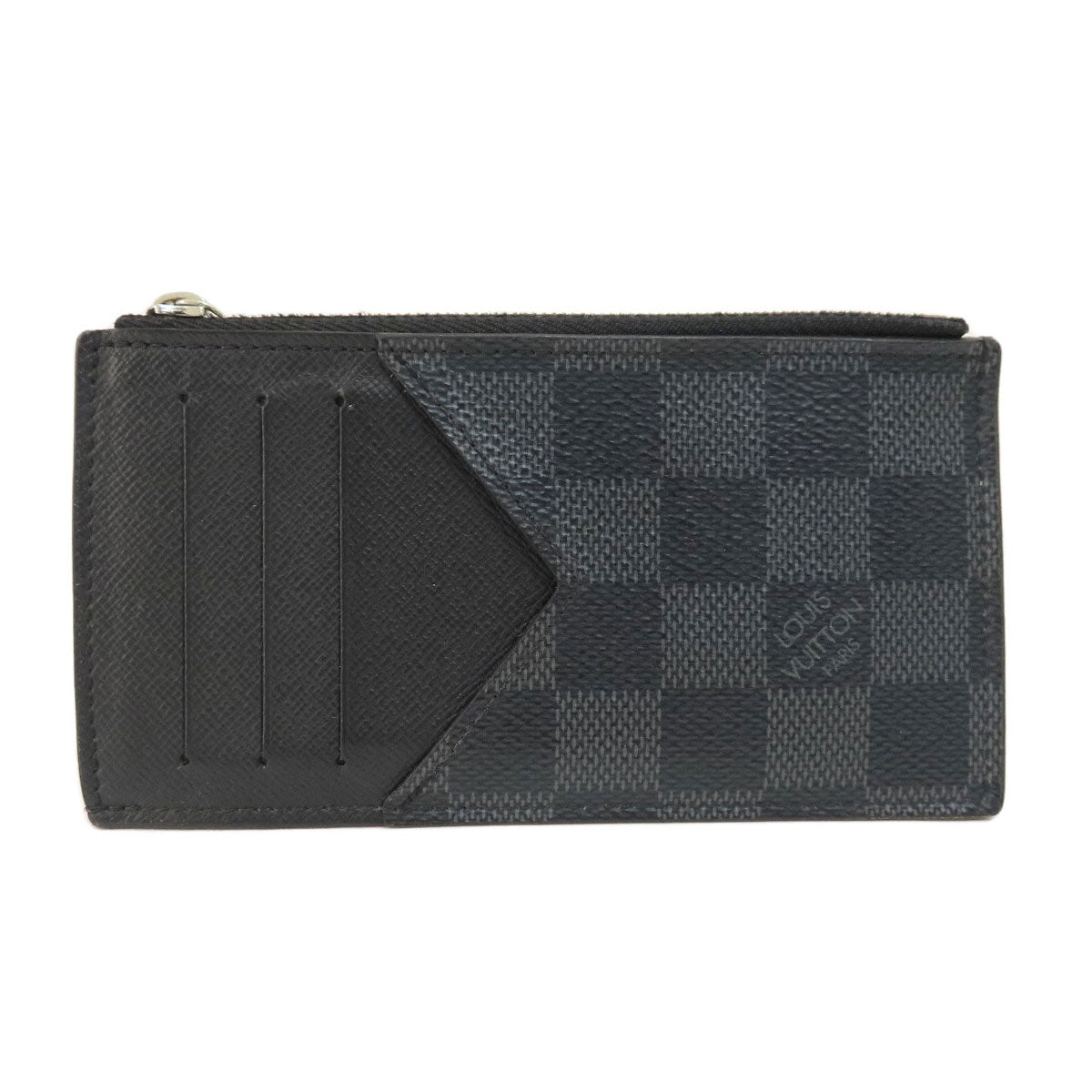 Louis Vuitton Coin N64038 Damier Coin Holder Canvas Black Wallet Case