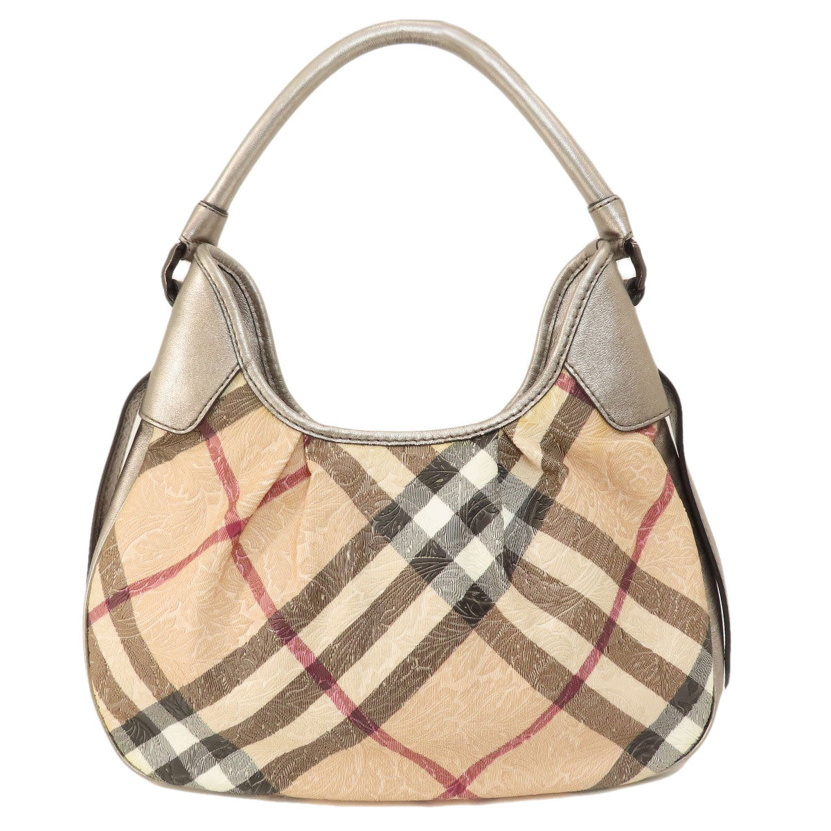 Burberry Pvc Nova Check Flower Handbag Beige Embossed Travel Bag