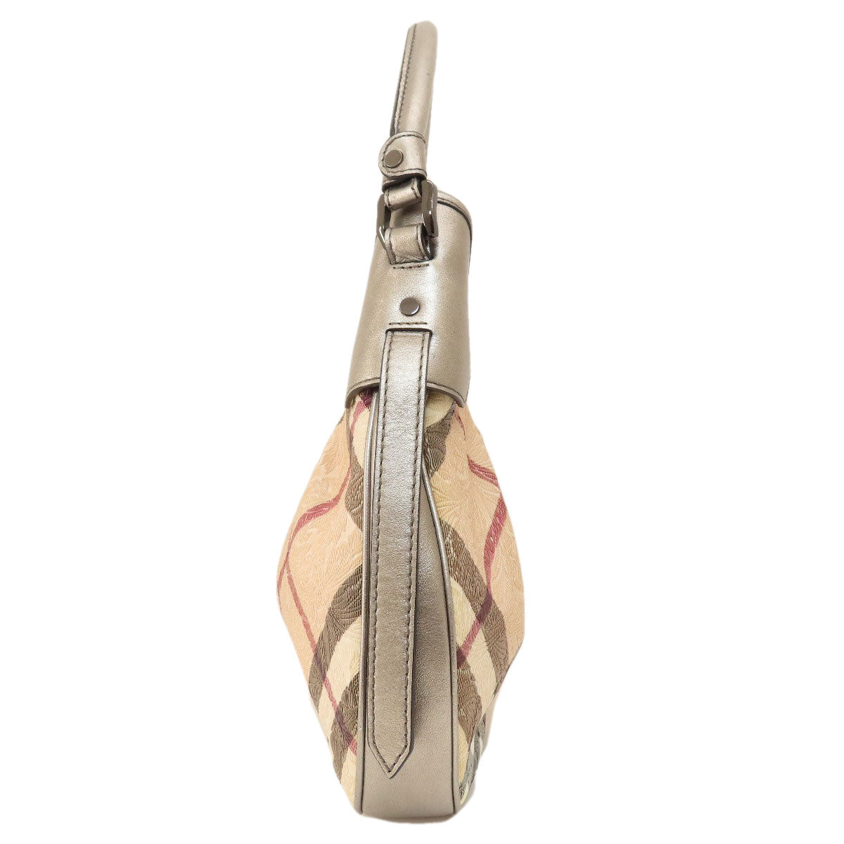 Burberry Pvc Nova Check Flower Handbag Beige Embossed Travel Bag