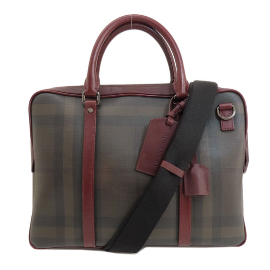 Burberry Pvc Check Pattern 2Way Handbag Brown Travel Bag