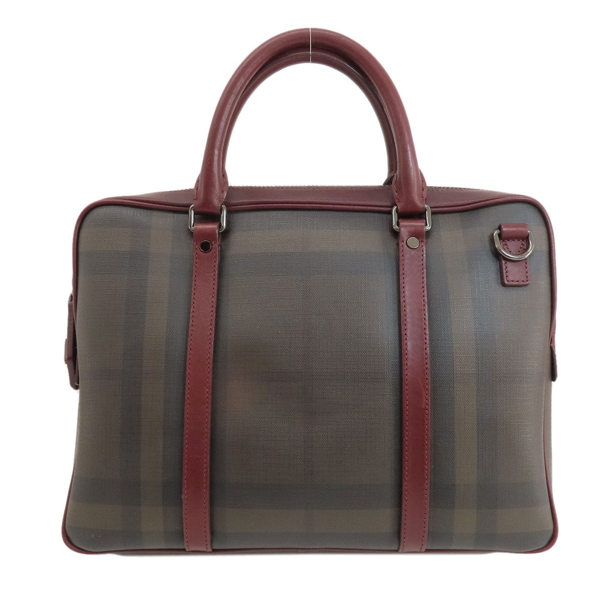 Burberry Pvc Check Pattern 2Way Handbag Brown Travel Bag