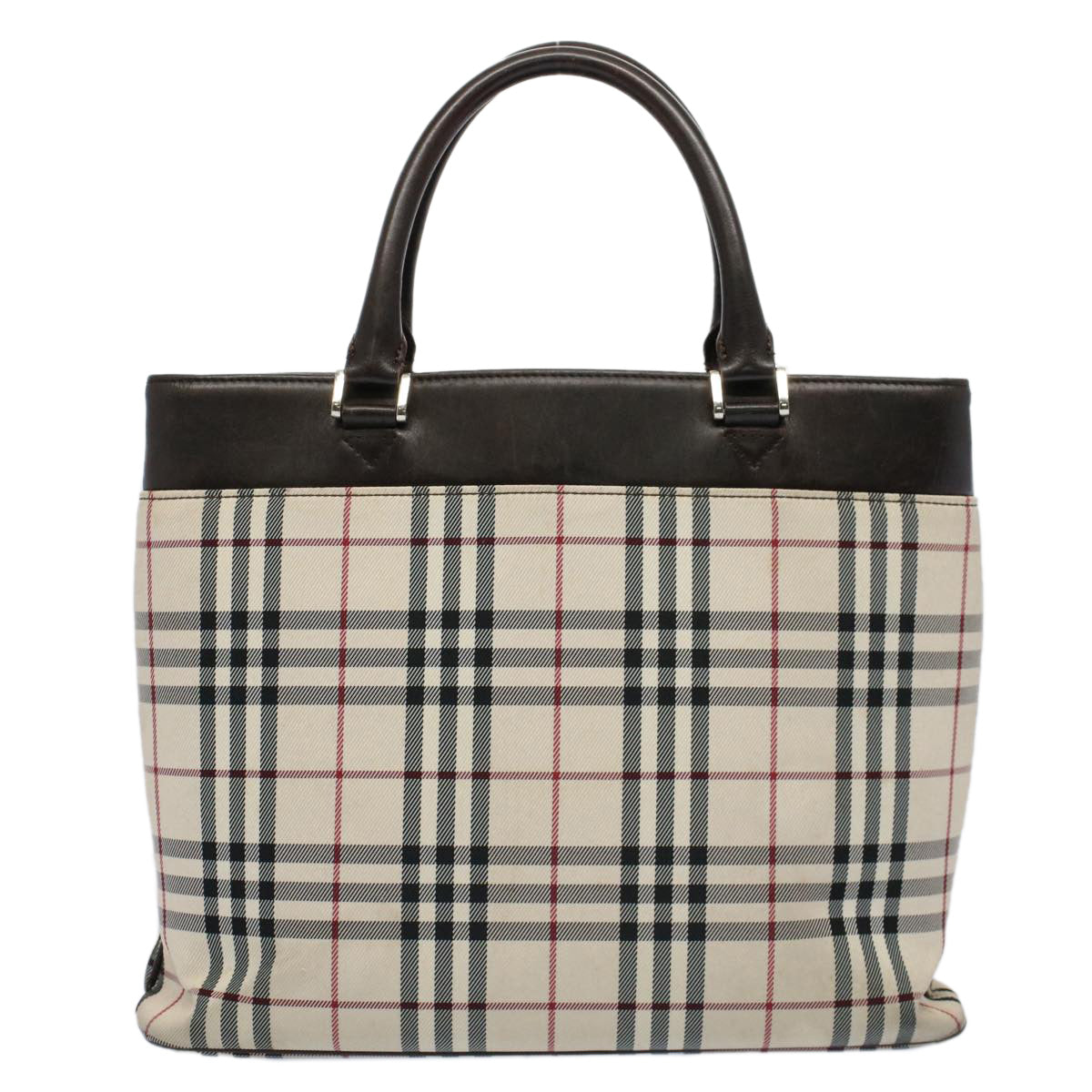 Burberry Luxury Nova Check Tote Bag Auth Canvas Nylon Beige Beige Auth 56349