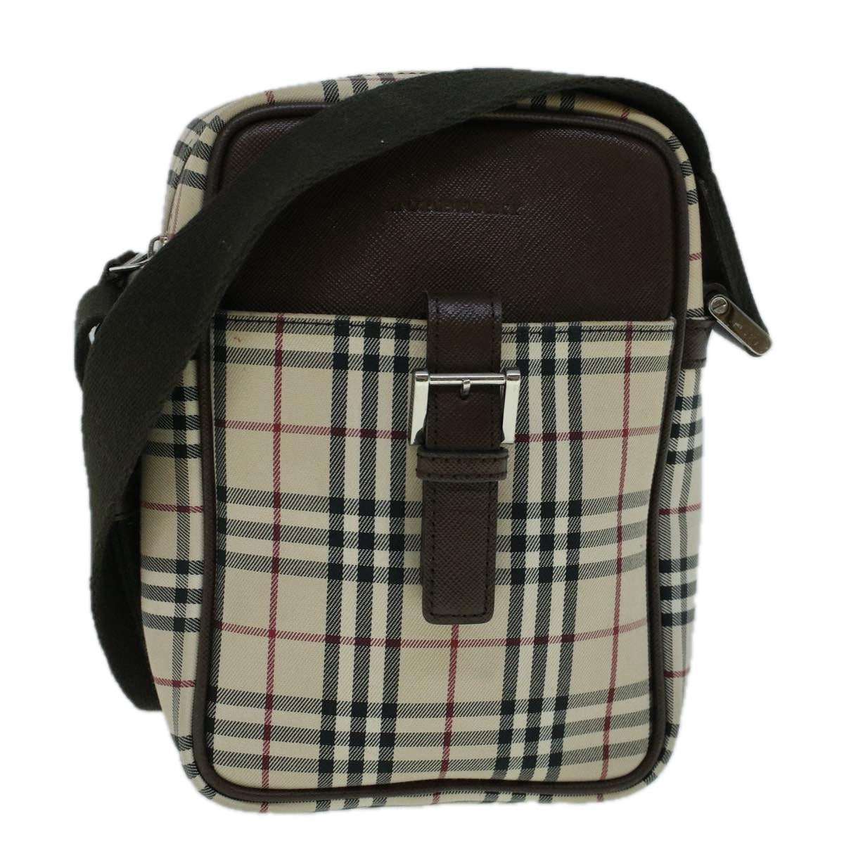 Burberry Luxury Nova Check Shoulder Bag Auth Canvas Brown Beige Brown Auth 56460