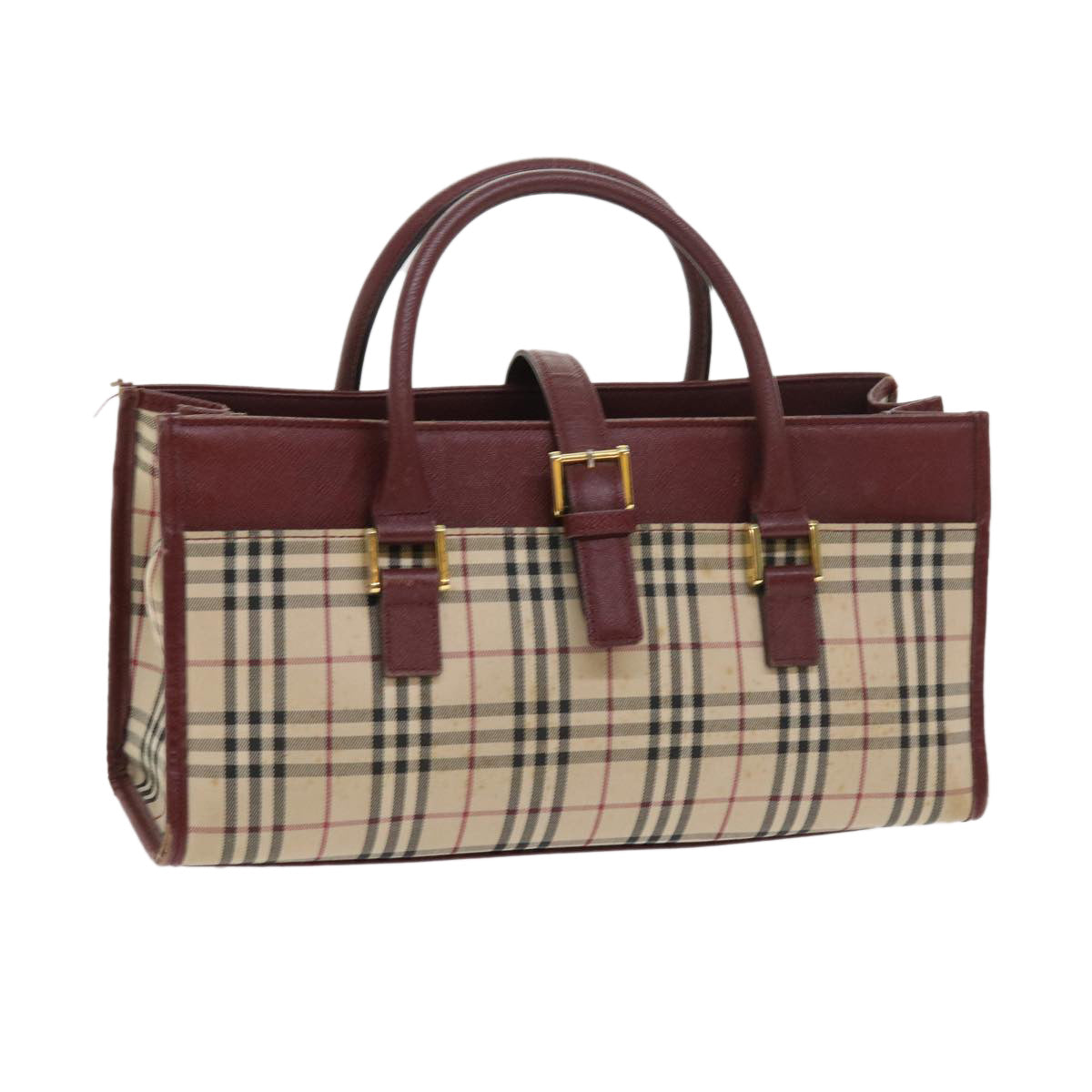 Burberry Luxury Nova Check Hand Bag Auth Canvas Nylon Beige Travel Bag