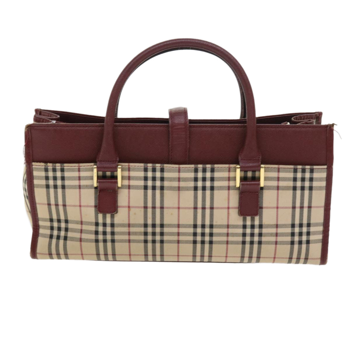 Burberry Luxury Nova Check Hand Bag Auth Canvas Nylon Beige Travel Bag