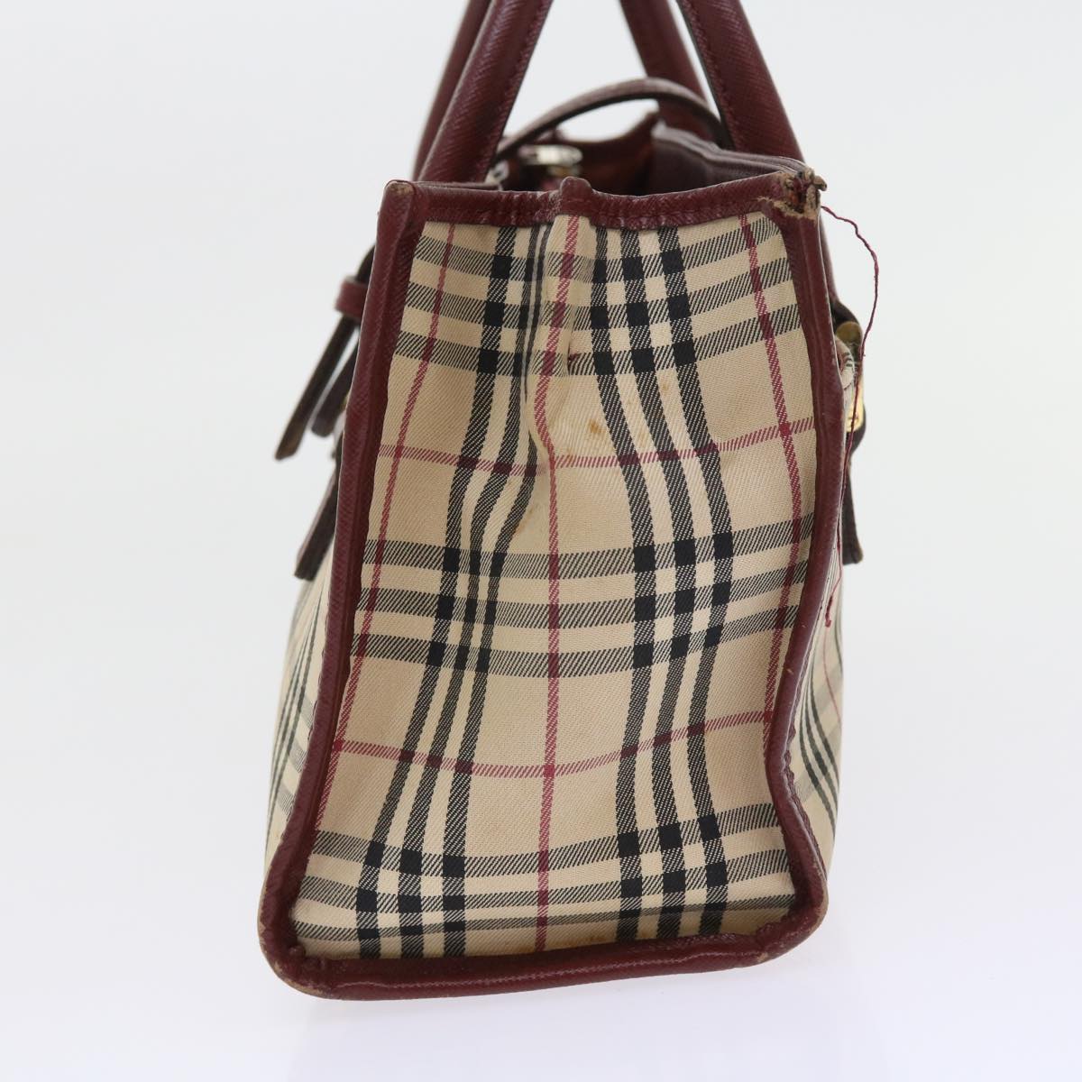Burberry Luxury Nova Check Hand Bag Auth Canvas Nylon Beige Travel Bag
