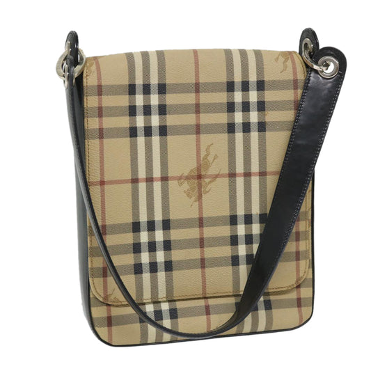 Burberry Luxury ss Nova Check Shoulder Bag Pvc Auth Leather Black Beige