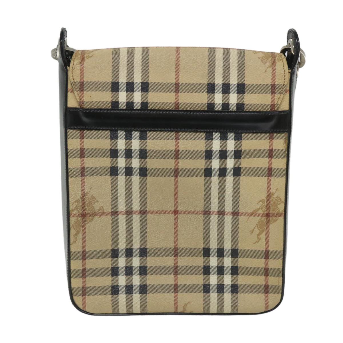 Burberry Luxury ss Nova Check Shoulder Bag Pvc Auth Leather Black Beige