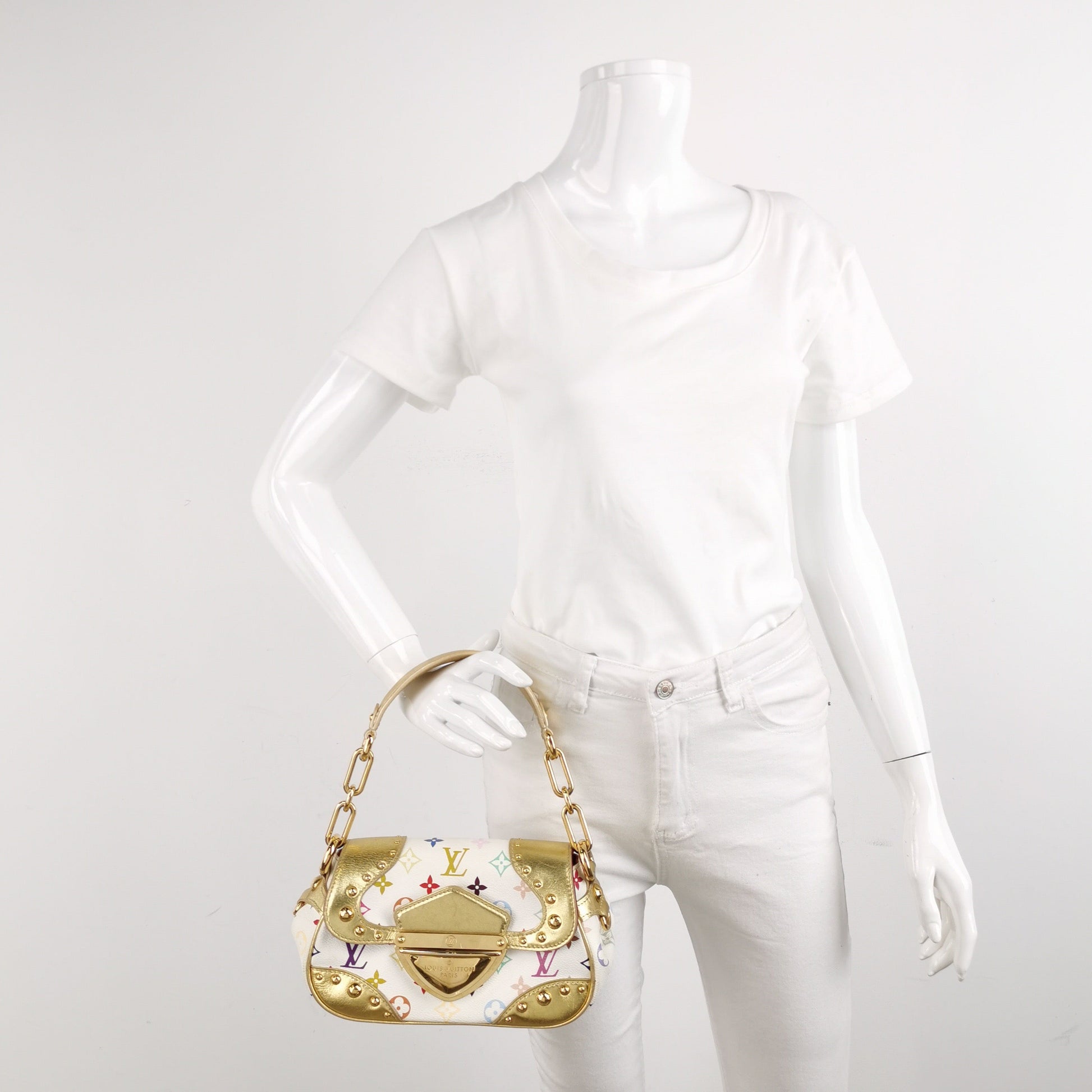 Louis Vuitton x Takashi Murakami Marilyn Leather White Gold Multicolor Handbag