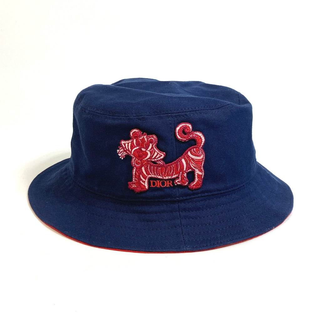 Dior Hat Cotton Embroidered Tiger Patch Kenny Scharf Blue Travel Bag