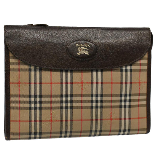 Burberry Luxury ss Nova Check Clutch Bag Auth Canvas Nylon Beige
