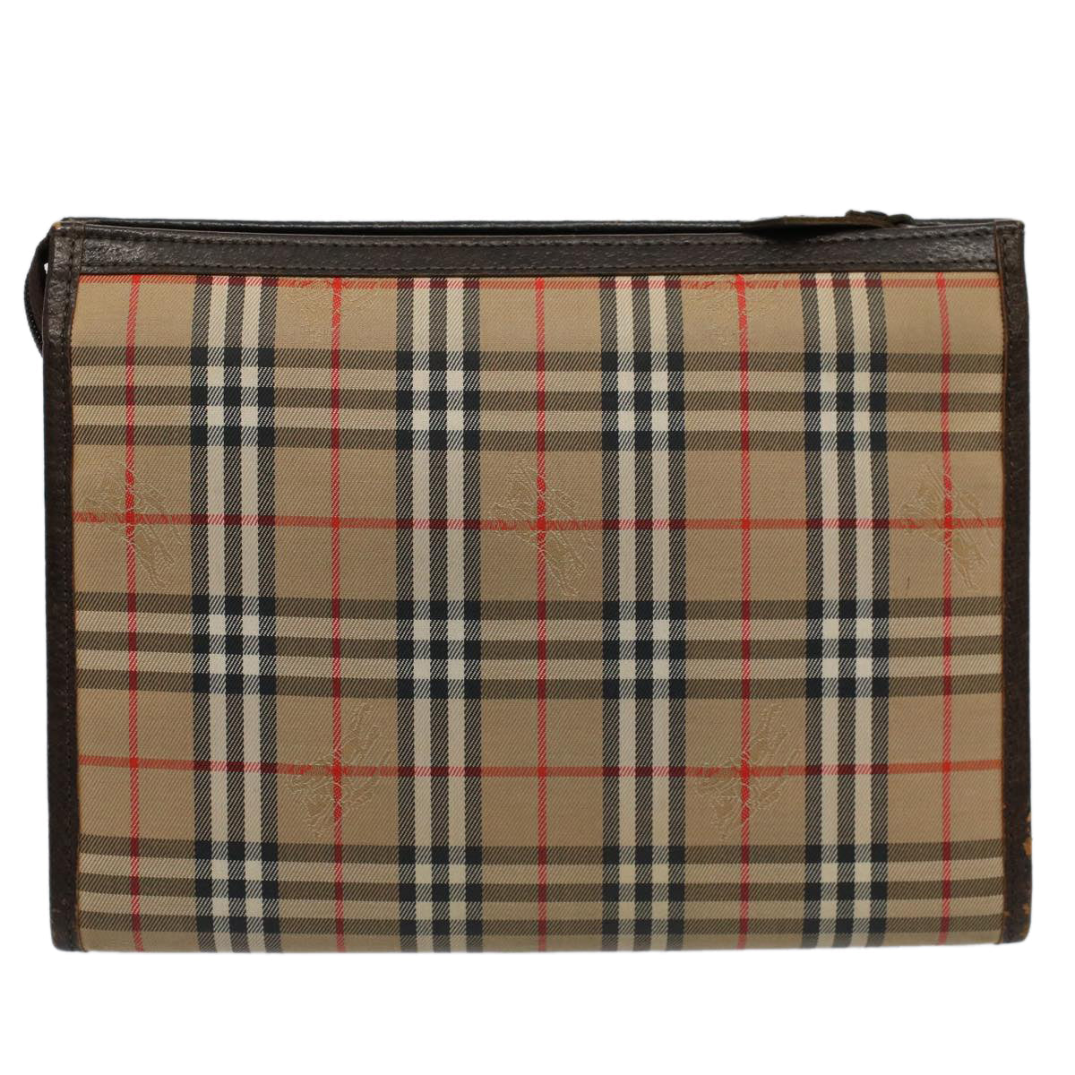 Burberry Luxury ss Nova Check Clutch Bag Auth Canvas Nylon Beige