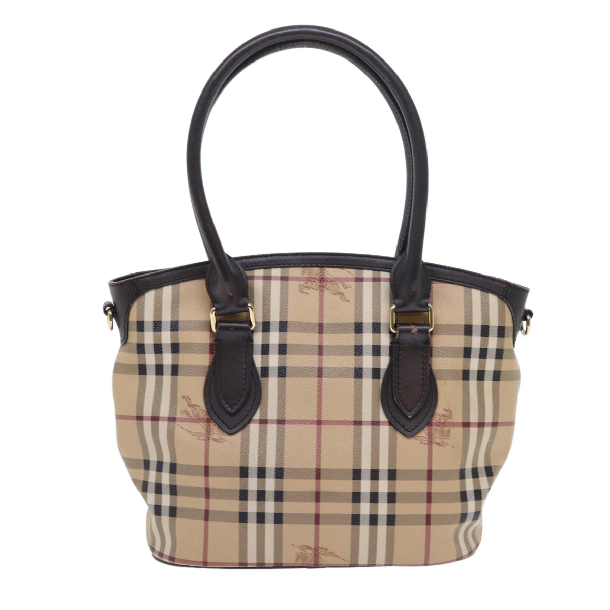 Burberry Luxury Nova Check Shoulder Bag Pvc 2Way Auth Leather Black Beige
