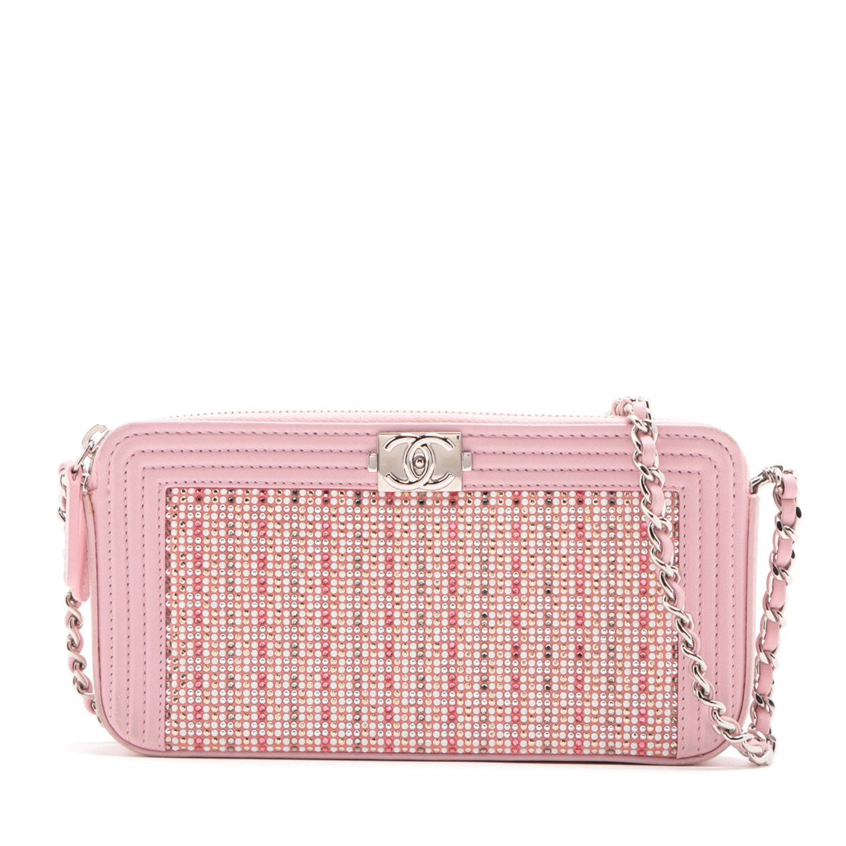 Chanel Boy Chanel  Chain Wallet Pink Silver  23rd
