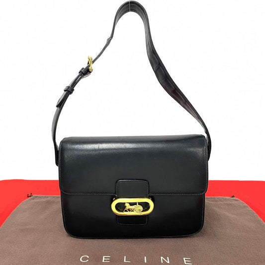 Shoulder Bag Calfskin, Carriage Metal Women Leather Black