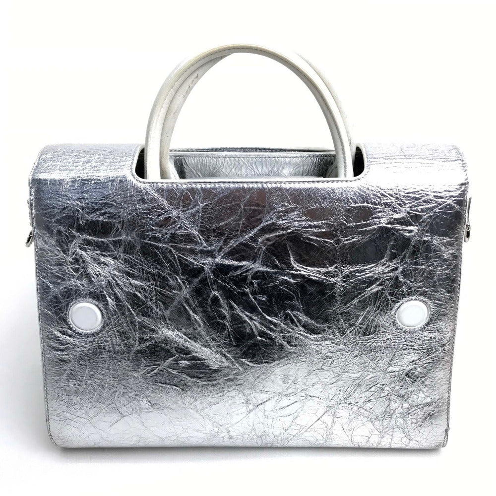 Dior Christian Handbag Metallic Women Leather Silver Travel Bag