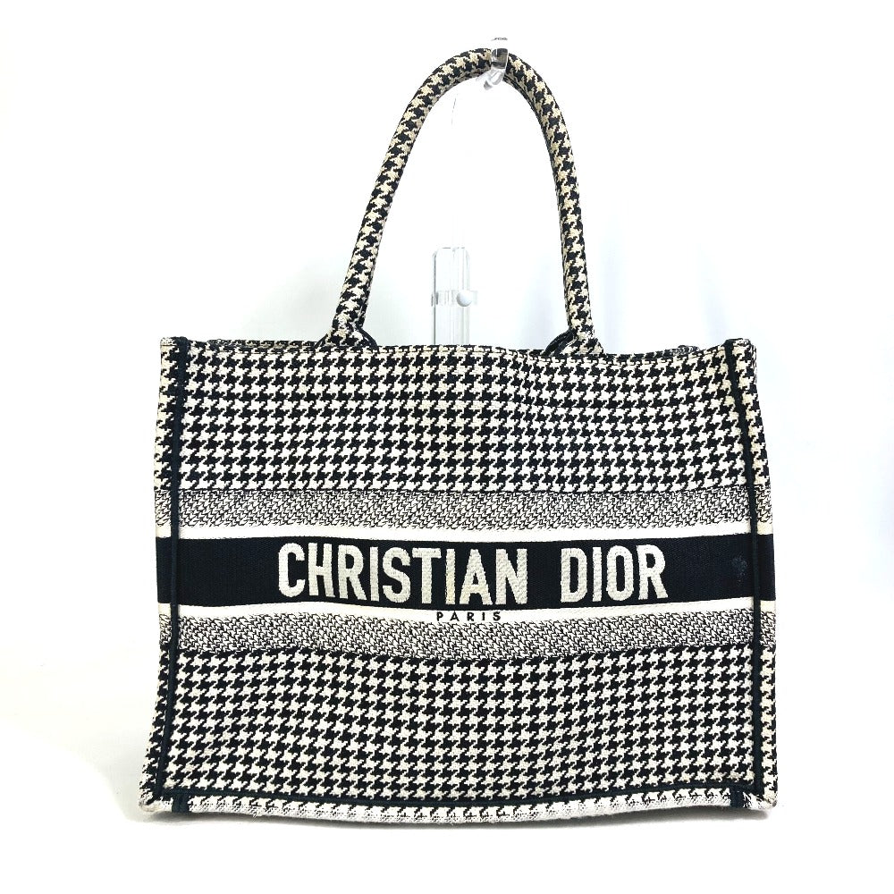 Dior Tote Bag M Ztqt M Houndstooth Book Canvas Black