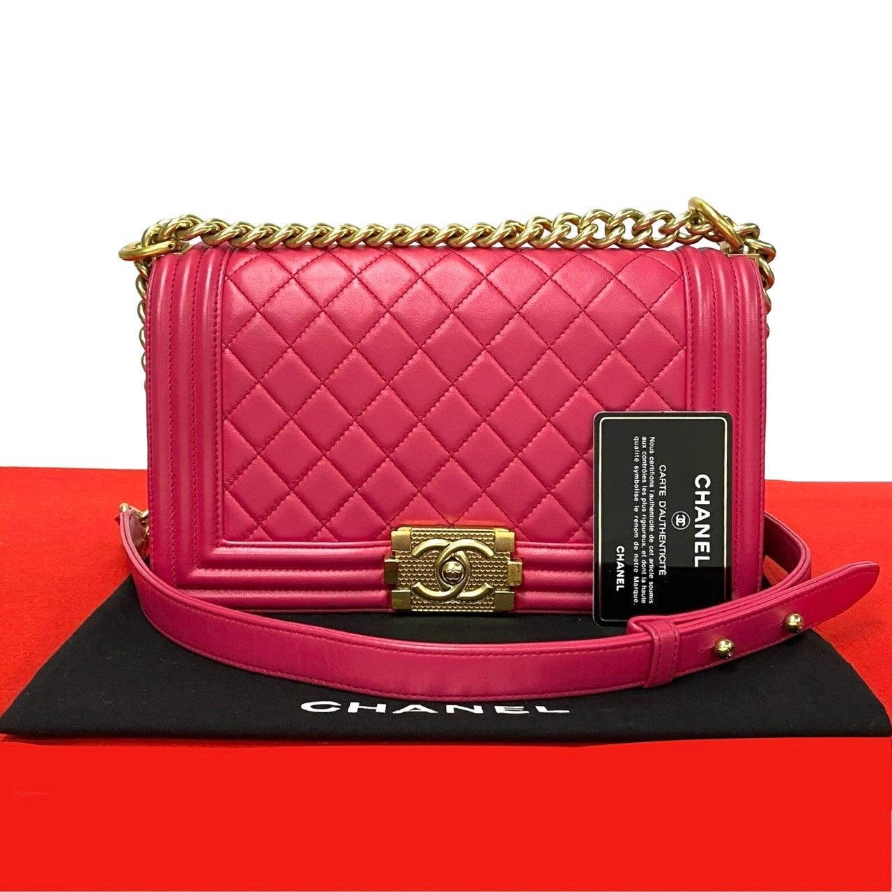 Chanel lambskin COCO Mark Boy Pink Shoulder Bag
