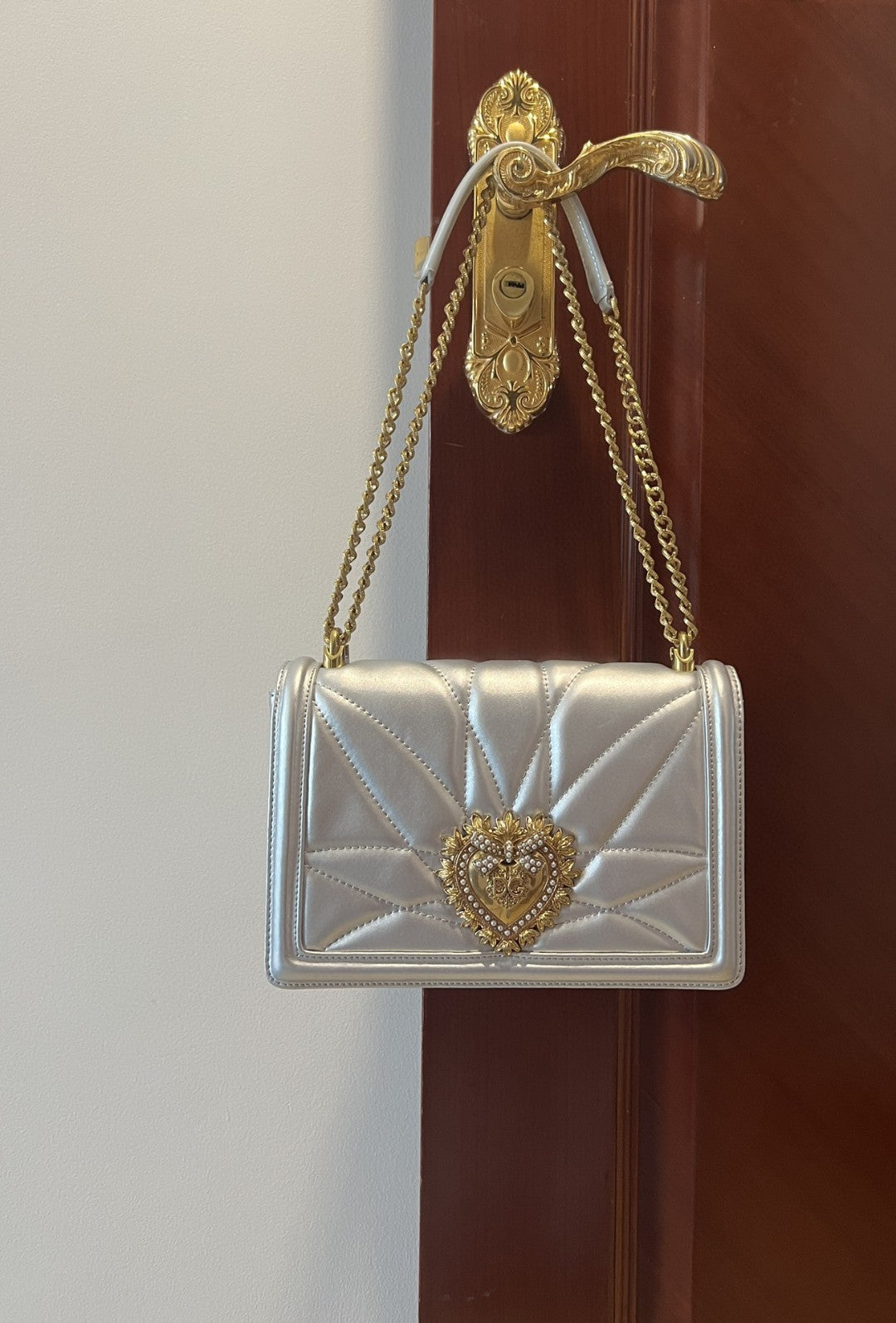 Devotion Nappa Quilted Silver Large Travel Bag